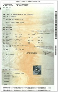 Certificat d'immatriculation
